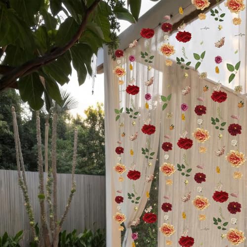 CITYES 2 Pcs Flower Garland for Backdrop Faux Silk Wildflower Garland Floral Vines 6ft Artificial Hanging Flowers Garlands Decorations for Home Garden Spring Summer Wedding Party Arch Wall Fall Decor - color: 2 Pcs-12 Ft