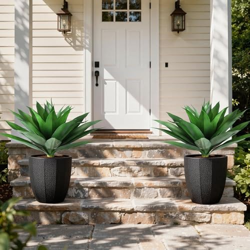 Ivydale Artificial Outdoo Plants, 2 PCS 28" Artificial Agave Plant for Outdoors Outside UV Resistant Large Fake Plants Realistic Greenery for Planter Porch Patio Yard Garden Indoor Decoration - color: Forest Green, size: 28 Inches