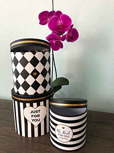 UNIKPACKAGING Premium Quality Round Flower Box, Gift Boxes for Luxury Flower and Gift Arrangements, Set of 3 pcs, with Lids, Size (S/M/L), Just For You