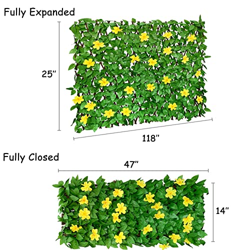 Sumery Expandable Fence Privacy Screen for Balcony Patio Outdoor,Decorative Faux Ivy Fencing Panel,Artificial Hedges (Single Sided Leaves) (1, Yellow Flowers) - color: Yellow Flowers