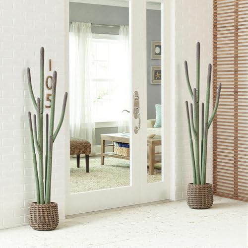 44” Artificial Cactus Plant with Brown Decorative Planter, Realistic Faux Cactus Plants Indoor, Tropical Artificial Cacti Floor Plant for Table Living Room Office Porch Home & Outdoor Decor - size: 44''