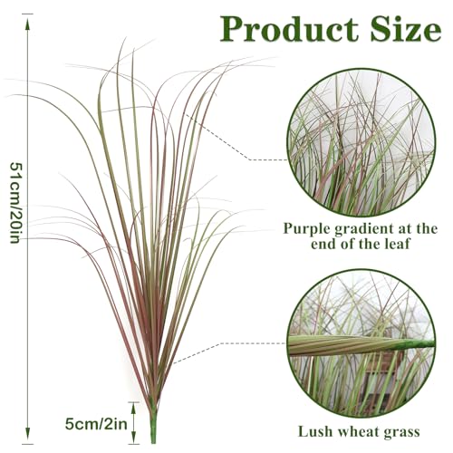 Betylifoy Artificial Grass Plants Outdoor 28 PCS Fake Wheat Grass UV Resistant Faux Shrubs Bushes Plant Purple Green Onion Grass Artificial Greenery Stems for Indoor Outdoor Office Home Decor - color: Purple
