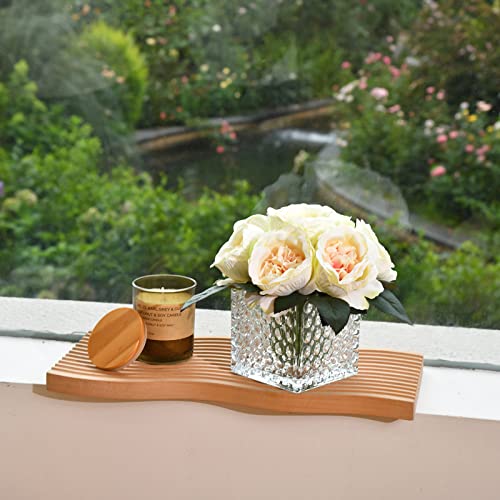 Artificial Peony Silk Flower Centerpieces Faux Floral Arrangement in Glass Vase for Home Wedding Table Decoration (Champagne) - color: A-champagne