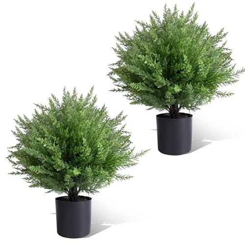 Artificial Topiary Bushes for Outdoors with Spike, Boxwood Ball Fake Shrubs UV Resistant Faux Plants for Indoor Outdoor Fall Thanksgiving Halloween Decor (Heart Crpress Topiary with Pot-2 Pack) - color: Heart Crpress Topiary With Pot