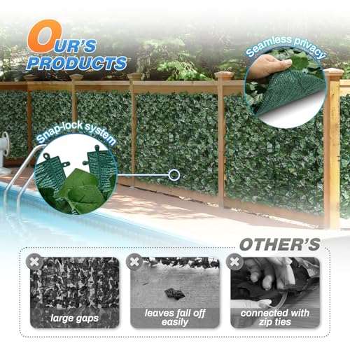 TANG 4'x10'-1piece Faux Ivy Privacy Fence Screen Roll, Artificial Leaf Fence Cover for Balcony Outdoor Decor, Fake Greenery Wall for Patio, UV Resistant, Light Green - color: Light Green, size: 4'x10'