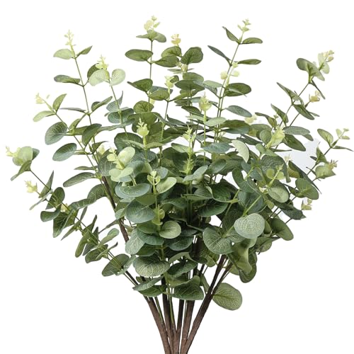 27 Inch Artificial Eucalyptus Stems, 6PCS Tall Faux Greenery Branches for Large Floor Vase, Tall Vase Decor, Silver Dollar Eucalyptus Leaves for Wedding Arch, Centerpiece and Home Decoration - color: Grey Green, size: 27" 6 Pcs