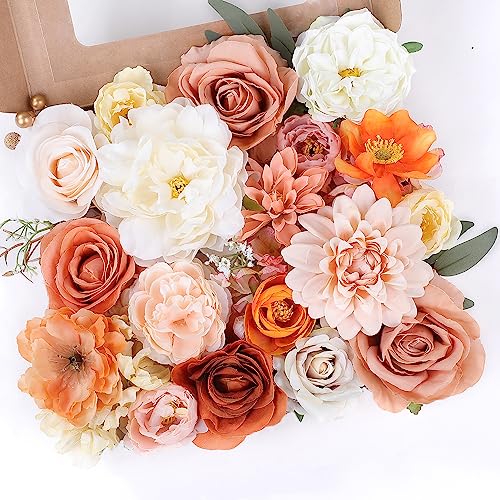 Rose Artificial Flowers Combo Fake Flowers Rose Silk Flowers with Stems for DIY Wedding Bouquets Centerpieces Arrangements Table Decor Bridal Baby Shower Party Home Decor Indoor Outdoor(Champagne) - color: Champagne