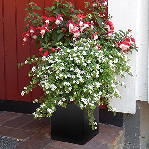 Galvanized Steel Planter Box Black Metal Planter 20Inch Large Square Indoor Outdoor Planters Cube Steel Heavy Duty Planter Powder Coating Modern Commercial Residential for Patio, Plants, Yard, Garden - color: Black, size: 20" L x 20" W x 20" H