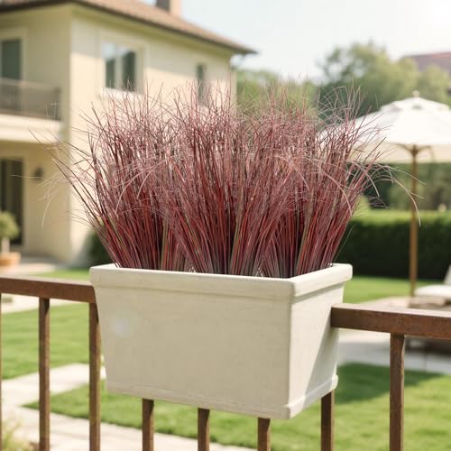 100Pcs Artificial Grass Plants, Faux Shrubs Wheat Grass, Artificial Tall Grasses Fake Plants for Outdoor Decor,Artificial Greenery Stems Weed for Room Indoor Home Decor（Red） - color: Red, size: 100Pcs