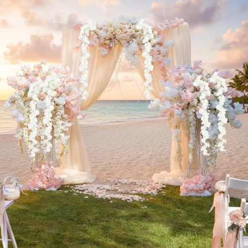 2Pcs Cherry Blossom Garland, 11.8ft White Flowers Garland, Artificial Cherry Flower Vines, Silk Cherry Blossom Vines Hanging for Home Wedding Garden Party Arch Office Decor (White)