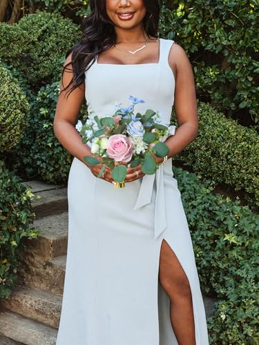 Rinlong Pink Blue Bridesmaid Bouquet for Wedding, Prom, Homecoming | Silk Bridal Bouquet, Destination Friendly - color: 17-white Pink & Blue