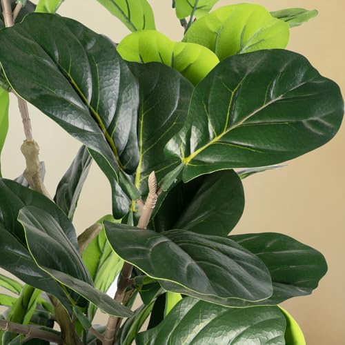 Artificial Fiddle Leaf Fig Tree, 6FT Faux Ficus Lyrata Plant Tall Fake Tree for Home Decor Artificial Tree for Indoor Office Living Room (Fiddle Leaf Fig Tree, 6 FT) - color: Fiddle Leaf Fig Tree, size: 6ft
