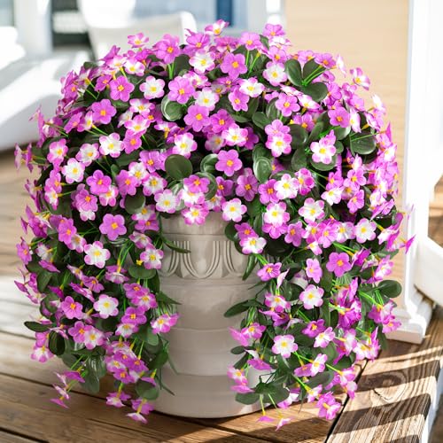 Artificial Flowers for Outdoor Decoration, 2 PCS Faux Silk Orchid Vines UV Resistant Realistic for Home Porch Balcony Planter Decor (Light Fuchsia and Fuchsia) - color: Light Fuchsia and Fuchsia 2
