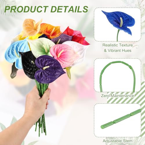 uxcell 4Pcs 11inch Artificial Anthurium Lily Flowers, Permanent Flower Bouquet for Home Arrangements Wedding Festival Decoration Crafts Store Decor Accessories, Sapphire - color: Sapphire