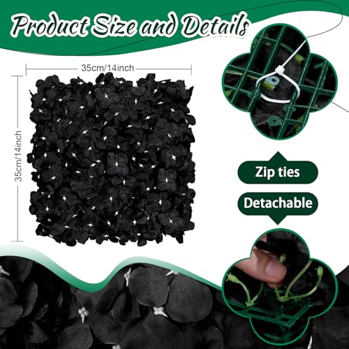 Black Flower Backdrop Artificial Flower Wall Mat 7x4.6ft 3D Silk Hydrangea Floral Wall Panels Decor for Halloween Birthday Wedding Party Event Celebrations Background - color: Black, size: 7ftx4.6ft