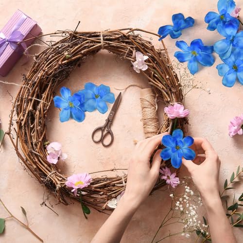 60 Pcs Artificial Orchid Flower Heads, Fake Orchid Blooms Heads for Wedding Cake Centerpieces Decor Bouquet Making DIY Crafts Bridal Shower Photography Props, Blue