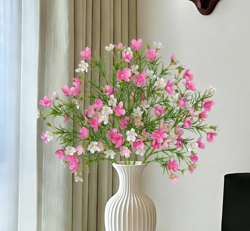 Wildflowers Artificial Flowers 18 inch Silk Spring Flowers Summer Flower Bouquet for Home Wedding Party Table Centerpieces Floral Arrangements 5 Pack, Pink - color: Pink