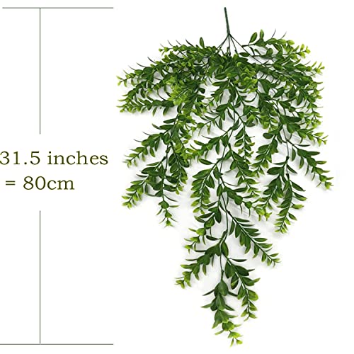 Artificial Hanging Vines, Fake Greenery Ivy Plastic Leaves Plants Faux Plant Foliage for Wedding Party Home Garden Wall Office Bedroom Decoration Indoor Outdoor Baskets Lights DIY Table Decor - 4 Pack - color: Green Leaves Hanging Vine / 4 Pack