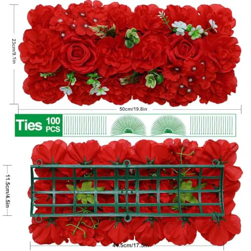 Wedding Arch Artificial Flowers - 6Pack Faux Floral Swags Silk Rose Realistic Arch Faux Hydrangea Row Arrangement for Christmas, Wedding Wall Reception Ceremony Welcome Sign Decoration -Red - color: Bright Red