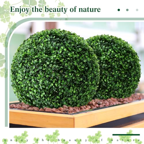 Hotop 2 Pcs 11 Inch Artificial Plant Topiary Ball 4 Layers Garden Spheres Boxwood Balls Artificial Topiaries Spheres Decorative Plants for Backyard, Balcony, Garden, Indoor Outdoor Decor(Green) - color: Green, size: 11 Inch