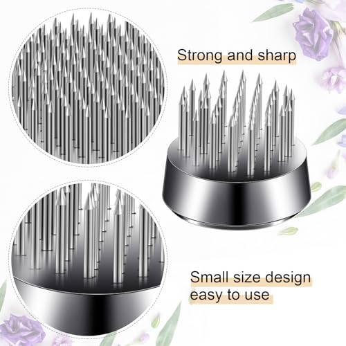 Geiserailie 12 Pcs 23mm/0. 92 Inch Stainless Flower Frog Mini Round Metal Floral Frog Japanese Ikebana Fixed Pin Holder Tool Arrangement Floral Fixation for DIY Flower Craft Arrangements(Silver) - color: Silver
