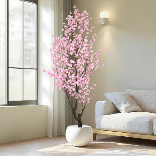 Faux Cherry Blossom Tree 8FT Aritifical Pink Flower Tree Indoor,Fake Cherry Blossom Tree for Home Decor Gift - color: Pink-ap05