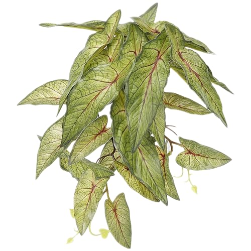Reptile Plants for Terrarium, Amphibian Habitat Decor Artificial Hanging Plants with Suction Cup - Fake Arrowhead Plants Green Syngonium Podophyllum - color: Fake Arrowhead Plants Green