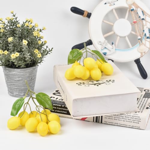 Fake Lemon Branches Artificial Fruit Highly Simulation Lifelike Model for Vase Home Party Decoration 3PCS