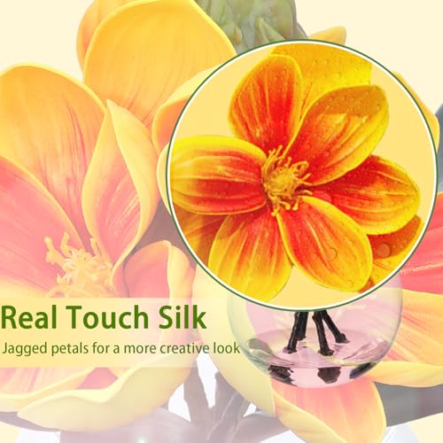 Yellow Magnolia Artificial Flowers with Vase Fake Magnolia Flowers Indoor Real Touch Flowers with Faux Water for Home Decor Centerpieces for Tables - color: Yellow Magnolia