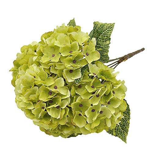 2Bouquets Artificial Fake Flowers Plants Silk Hydrangea Arrangements Wedding Bouquets Decorations Plastic Floral Home Kitchen Garden Party Festival Bar DIY(Chartreuse,5 Flower Heads) - color: Chartreuse,5 Flower Heads