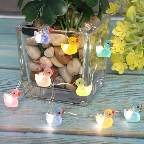 Mini Ducks String Lights USB Plug-in or Battery Operated Remote Timer 10ft 40LEDs Tiny Fairy Light for DIY Dollhouse Decor Micro Landscape Aquarium Craft Charms Birthday Gift Party Favor - style: Duck