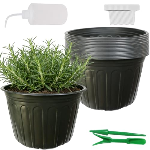 12-Pack 5 Gallon Flexible Plastic Plant Pots,Thickened Soft Seed Starting Container for Indoor Outdoor Plants, Seedlings, Vegetables, Succulents and Cuttings - size: 5 Gallon