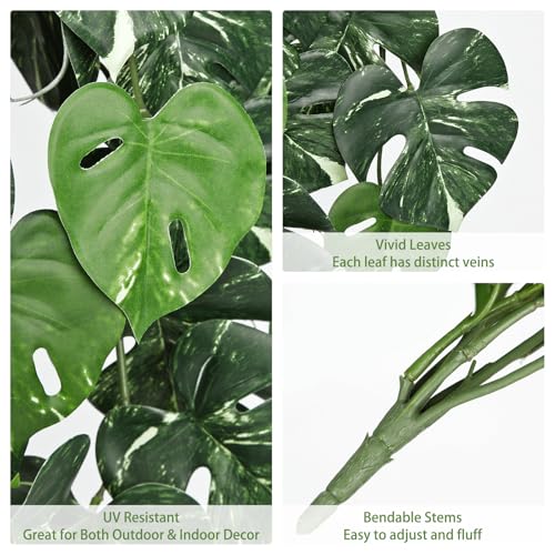 Villa Como 2 Packs UV Resistant Artificial Hanging Plants Outdoors & Indoors, 33" Large Fake Pothos Ivy Vines Plants Faux Hanging Greenery for Planter, Shelf, Window Box, Porch, Patio, Garden Decor - color: #Mix Green Pothos