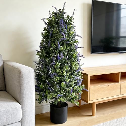 ALL SEASON GREEN Artificial Plants Lavender Topiary Tree, 35'' Purple Faux Flowers Potted Outdoor Plant, Front Porch Decor - size: 35'' Tall