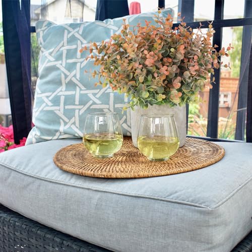 RECUTMS 12 Bundles Fake Bushes Artificial Plants Outdoor Faux Plant Eucalyptus Stems Fake Porch Plants for Spring Summer Farmhouse Office Vase Centerpiece Graduation Wedding Party Decor(Dusty Orange) - color: Dusty Orange, size: 12 Pcs