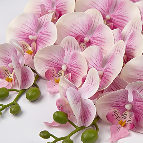 DILATATA 31.5" Faux Orchid Real Touch Signal Stem Phalaenopsis Orchid Spray with 9 Large Flowers for Home Arrangement, Artificial Flowers for Home Decor, Office House Decoration- Pink Orchid 2 Pcs - color: Pink #19