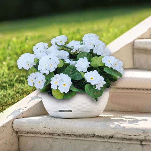Fake Outdoor Flowers, 6 Pcs Artificial Flowers For Outdoors, White Artificial Geraniums Plastic Flowers, Fake Plant For Outside, Silk Faux Flowers For Outdoor Planters UV Resistant For Front Porch - color: White, size: 6 Pcs