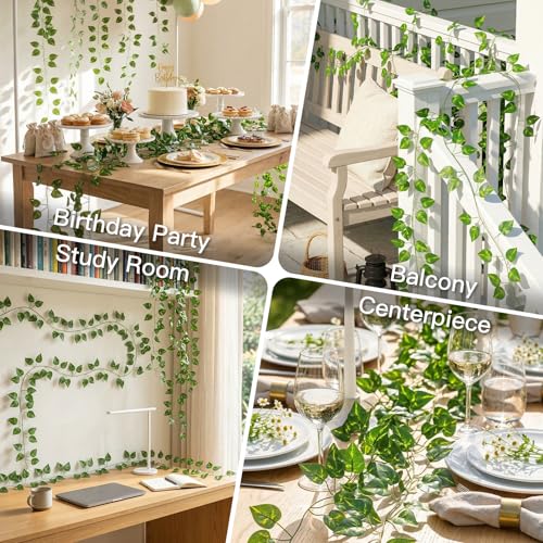 suddus Fake Vines for Room Decor 3 Pack 99 ft Aesthetic Artificial Plant Pothos Garland Hanging Greenery Leaves Decoration for Home Bedroom Wall Wedding Party Indoor Outdoor - color: Pothos, size: Fake Vines-3 Pack
