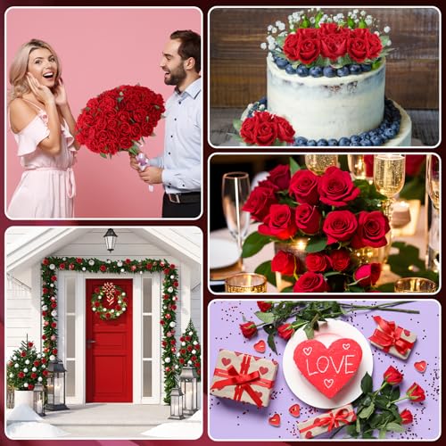 90 Pcs Red Velvet Rose Artificial Flowers, 51cm Silk Wedding Fake Silk Roses Florals for Centerpieces DIY Bouquet Party Arrangement Bridal Home Decor - color: Red