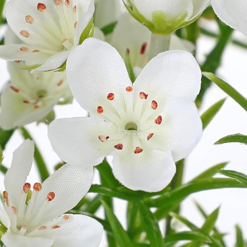 5PCS 18 inch Artificial Flowers Silk Spring Wildflowers Summer Flower Bouquet for Home Wedding Party Table Centerpieces Floral Arrangements, White - color: White
