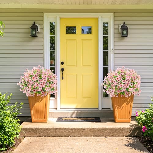 ATTGREAT Artificial Flowers Outdoors Faux Plants UV Resistant Fake Flowers Daisy Plastic Greenery Plnats Outside for Garden Planter Patio Porch Spring Summer Home Home Decor, 24 Bundles (Pink) - color: Pink, size: 24PCS