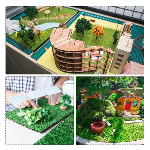MECCANIXITY 5pcs Artificial Model Grass Mat 14" x 20"(35cm x 50cm) Light Green Small Realistic Fake Turf for Garden Lawn Decoration Model - color: Light Green