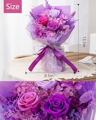BestFlower Mothers Day Flowers Bouquet Gifts for Mom,Roses Bouquet Gifts for Women Mom Wife from Daughter,Fresh Flowers for Delivery/Purple Rose - color: Bright Purple