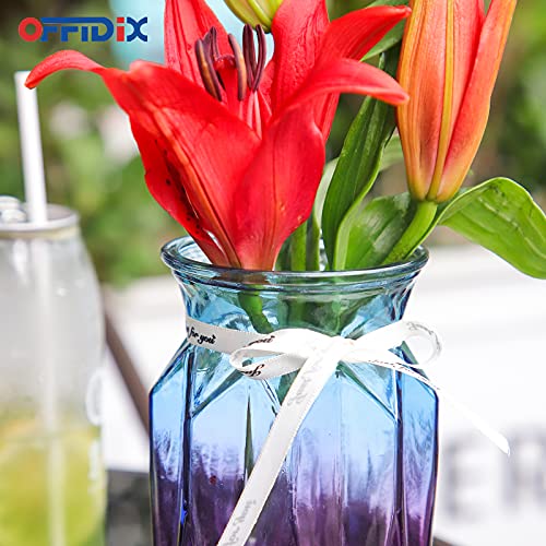 OFFIDIX Flower Vase, Gradient Multicolor with Geometric Faceted Design Art Decorative Glass Vase for Wedding, Dinning, Bookshelf, Home Decoration or Gift - color: F-blue Purple Gradient