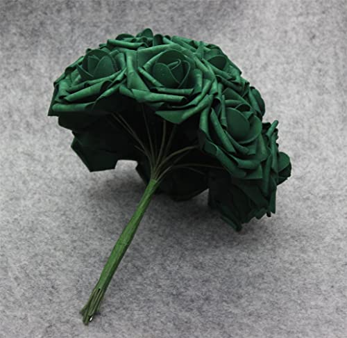50pcs Artificial Flowers，Real Touch Artificial Foam Roses Decoration DIY for Wedding Bridesmaid Bridal Bouquet Centerpieces Party(50, Army Green) - color: Army Green