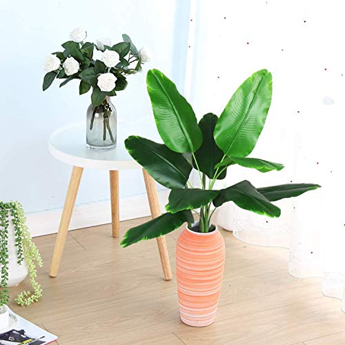 CATTREE 33 inch Tall Artificial Banana Tree, 9 Branches with Brown Leaves, UV Resistant Plastic, Ideal for Decorating Indoors or Outdoors