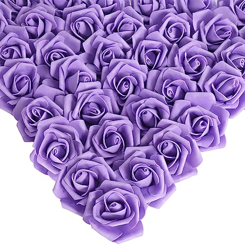 Foam Roses,200Pcs Purple Rose 1.97in Foam Flowers Artificial Rose Flower Heads for Crafts DIY Wedding Centerpieces Arrangements Home Decorations(Purple) - color: Purple