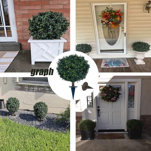 BLONYUVC Artificial Boxwood Ball Bush 27" Tree UV Resistance Rated with Spike. Easy to Push in The Ground.Plant Looks Great in a Planter Anywhere. Indoor/Outdoor Decor 2 Pack