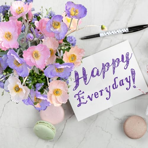 Artificial Flowers 5Pcs Poppies Flowers Artificial Silk Flowers for Home Office Wedding Outdoor Decor (Light Purple) - color: Light Purple