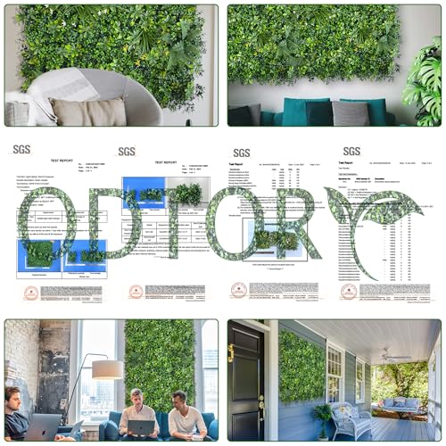 ODTORY Artificial Green Wall Roll: 6FTx12FT UV-Anti Faux Ivy Greennery Boxwood Privacy Backdrop Fence Screen Panels for Party Garden Decor,Indoor Outdoor Patio Balcony - size: 6FT x 12FT